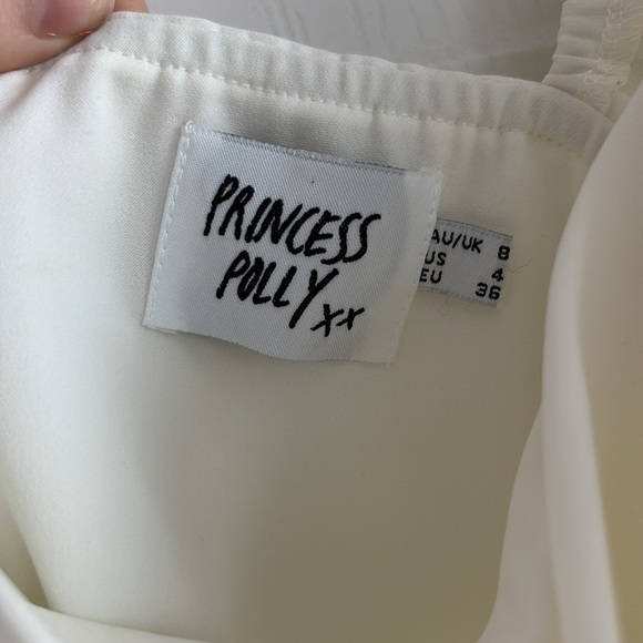 White mini dress with puffy sleeves form princess poly worn once to homecoming - Picture 3 of 4